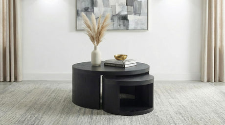Sweeney Black 2-Piece Round Wood Occasional Nesting Table Set from Coaster - Luna Furniture