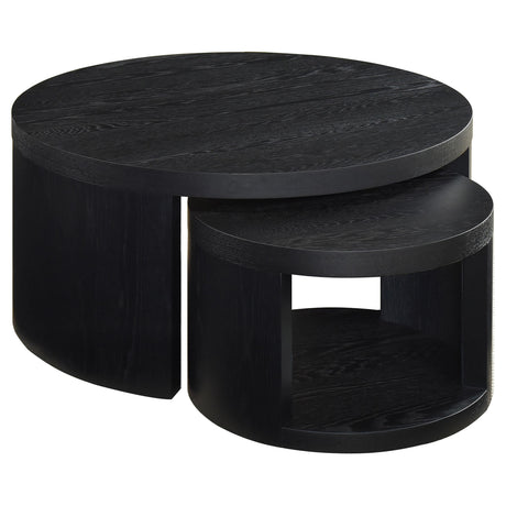 Sweeney Black 2-Piece Round Wood Occasional Nesting Table Set from Coaster - Luna Furniture