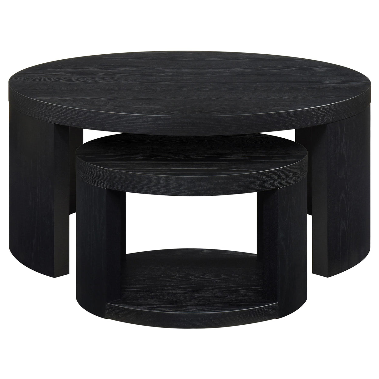 Sweeney Black 2-Piece Round Wood Occasional Nesting Table Set from Coaster - Luna Furniture