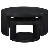 Sweeney Black 2-Piece Round Wood Occasional Nesting Table Set from Coaster - Luna Furniture