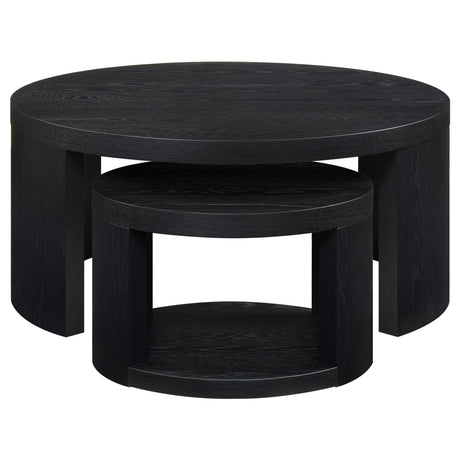 Sweeney Black 2-Piece Round Wood Occasional Nesting Table Set from Coaster - Luna Furniture