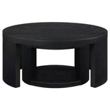 Sweeney Black 2-Piece Round Wood Occasional Nesting Table Set from Coaster - Luna Furniture