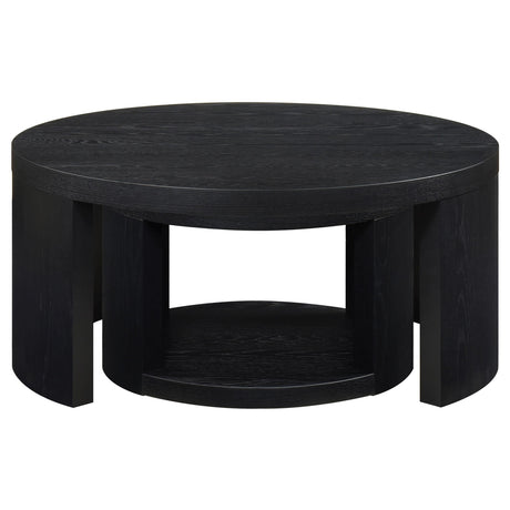 Sweeney Black 2-Piece Round Wood Occasional Nesting Table Set from Coaster - Luna Furniture