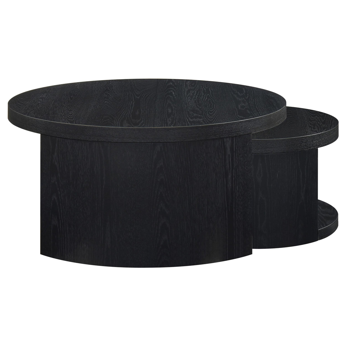 Sweeney Black 2-Piece Round Wood Occasional Nesting Table Set from Coaster - Luna Furniture