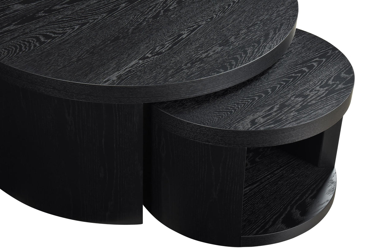Sweeney Black 2-Piece Round Wood Occasional Nesting Table Set from Coaster - Luna Furniture