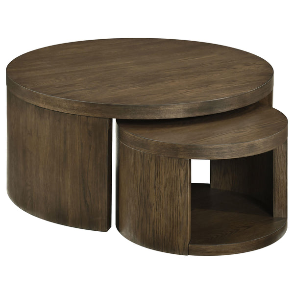 Sweeney Dark Walnut 2-Piece Round Wood Occasional Nesting Table Set