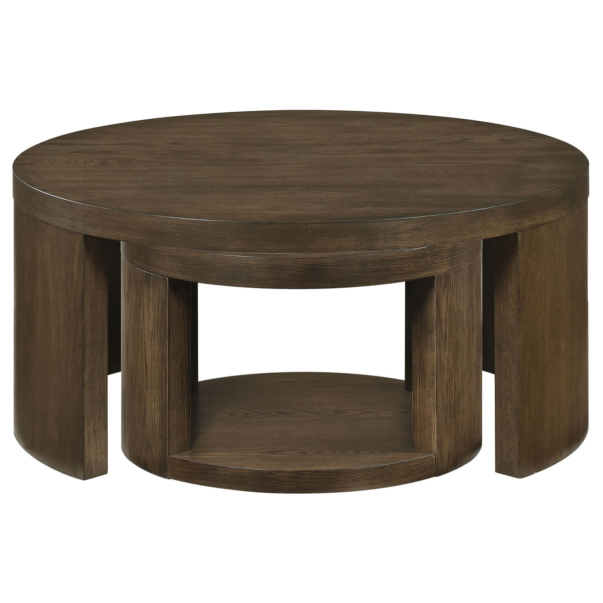 Sweeney Dark Walnut 2-Piece Round Wood Occasional Nesting Table Set from Coaster - Luna Furniture