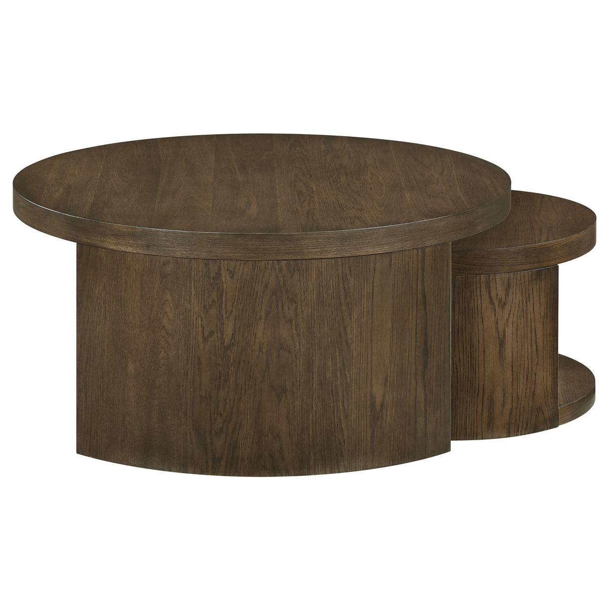 Sweeney Dark Walnut 2-Piece Round Wood Occasional Nesting Table Set from Coaster - Luna Furniture