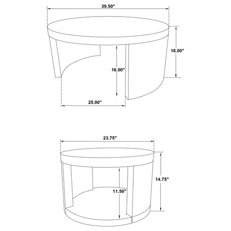 Sweeney Dark Walnut 2-Piece Round Wood Occasional Nesting Table Set from Coaster - Luna Furniture