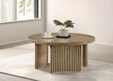 Adina Distressed Light Brown 36-inch Round Wood Coffee Table from Coaster - Luna Furniture