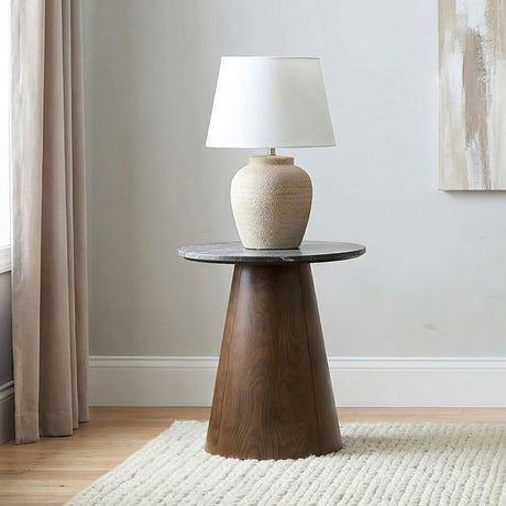 Franklin Gray/Dark Brown Round End Table from Coaster - Luna Furniture
