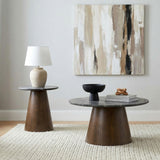 Franklin Grey and Dark Brown 2-piece Round Pedestal Coffee Table Set from Coaster - Luna Furniture