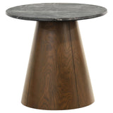 Franklin Grey and Dark Brown 2-piece Round Pedestal Coffee Table Set from Coaster - Luna Furniture