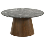 Franklin Grey and Dark Brown 2-piece Round Pedestal Coffee Table Set from Coaster - Luna Furniture