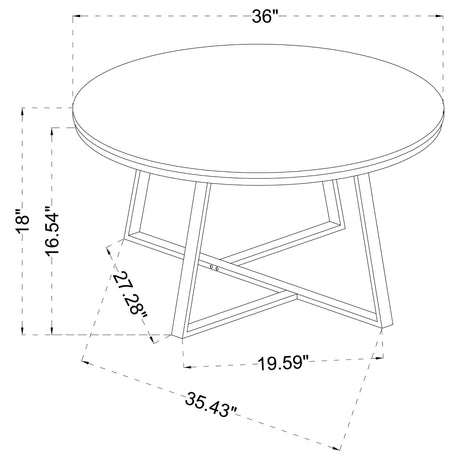 Hugo White and Matte Black Round Coffee Table from Coaster - Luna Furniture
