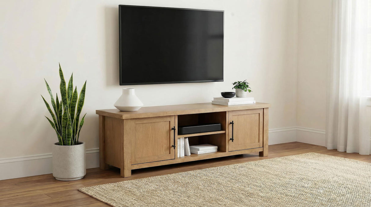 Beasley Golden Oak 2-Door 71-Inch Wood TV Stand Media Console from Coaster - Luna Furniture