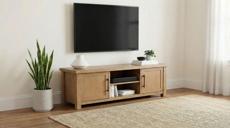 Beasley Golden Oak 2-Door 71-Inch Wood TV Stand Media Console from Coaster - Luna Furniture