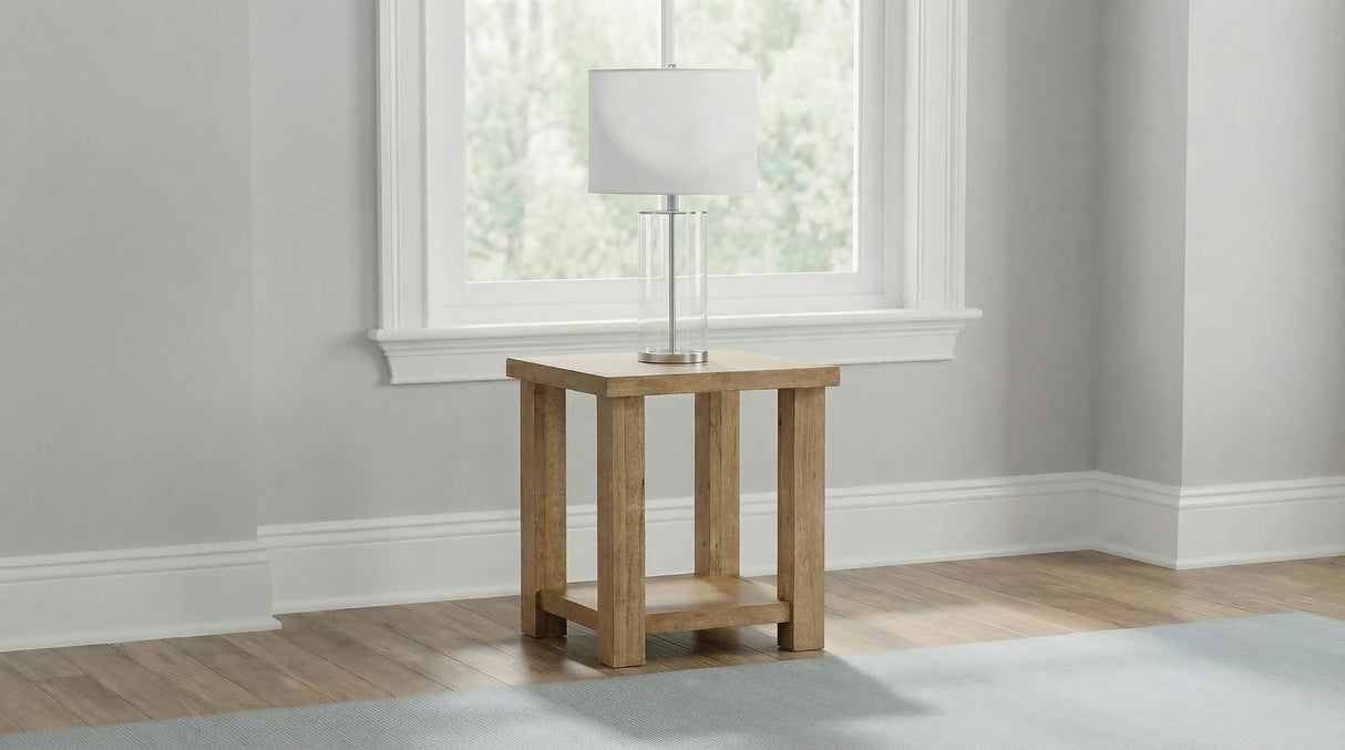 Beasley Golden Oak Square Wood End Side Table With Shelf from Coaster - Luna Furniture
