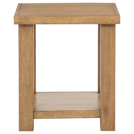 Beasley Golden Oak Square Wood End Side Table With Shelf from Coaster - Luna Furniture