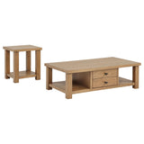 Beasley Golden Oak 2-Piece Wood Coffee Table Set from Coaster - Luna Furniture