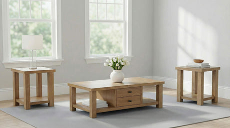 Beasley Golden Oak 3-Piece Wood Coffee Table Set from Coaster - Luna Furniture