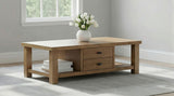 Beasley Golden Oak 2-Drawer Wood Coffee Table from Coaster - Luna Furniture