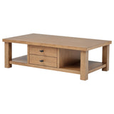 Beasley Golden Oak 2-Drawer Wood Coffee Table from Coaster - Luna Furniture