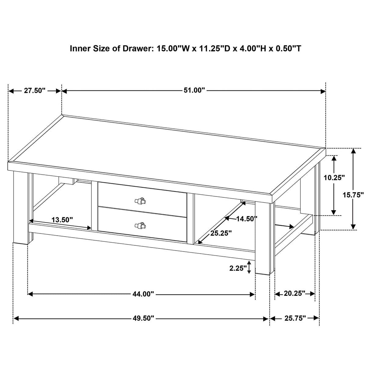 Beasley Golden Oak 2-Drawer Wood Coffee Table from Coaster - Luna Furniture