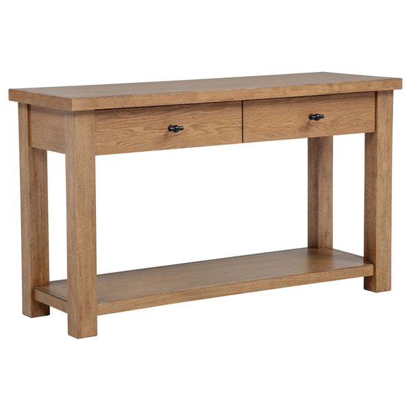 Beasley Golden Oak 2-Drawer Wood Console Table