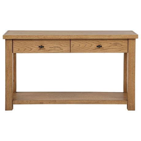 Beasley Golden Oak 2-Drawer Wood Console Table from Coaster - Luna Furniture