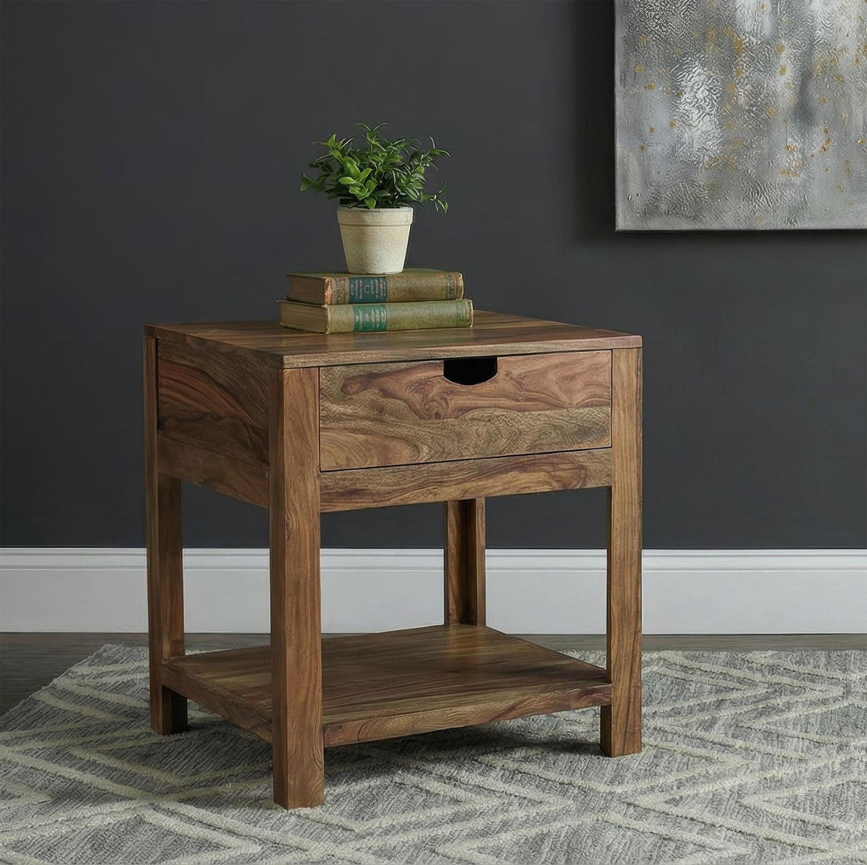 Esther Natural 1-Drawer Solid Wood Side End Table Sheesham from Coaster - Luna Furniture