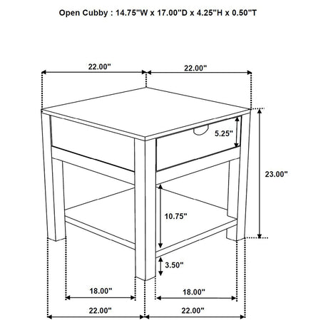 Esther Natural 1-Drawer Solid Wood Side End Table Sheesham from Coaster - Luna Furniture