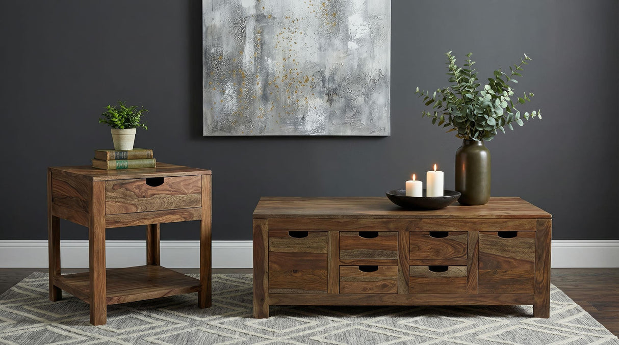 Esther Natural 1-Drawer Solid Wood Side End Table Sheesham from Coaster - Luna Furniture