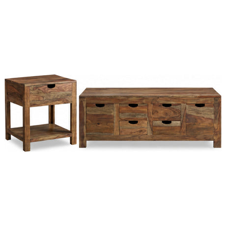 Esther Natural 3-Piece Solid Sheesham Coffee and End Table Set from Coaster - Luna Furniture
