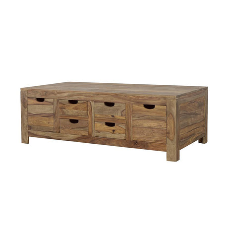 Esther Natural Sheesham 6-Drawer Storage Coffee Table from Coaster - Luna Furniture