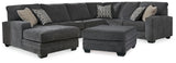 Tracling Slate 3-Piece Sectional with Ottoman from Ashley Furniture - Luna Furniture