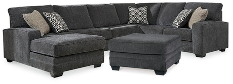 Tracling Slate 3-Piece Sectional with Ottoman from Ashley - Luna Furniture