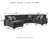 Tracling Slate 3-Piece Sectional with Ottoman from Ashley Furniture - Luna Furniture
