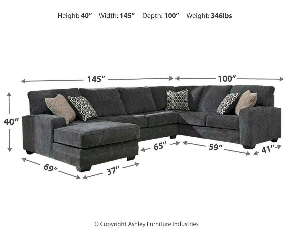 Tracling Slate 3-Piece LAF Chaise Sectional from Ashley Furniture - Luna Furniture