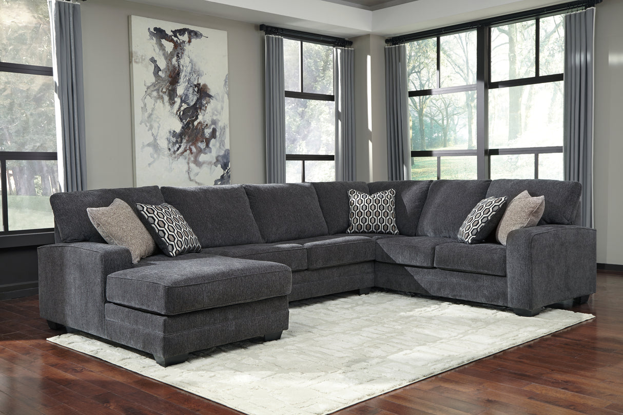 Tracling Slate 3-Piece Sectional with Ottoman from Ashley Furniture - Luna Furniture
