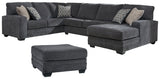 Tracling Slate 3-Piece Sectional with Ottoman from Ashley Furniture - Luna Furniture