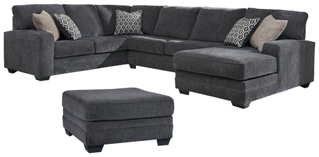 Tracling Slate 3-Piece Sectional with Ottoman from Ashley - Luna Furniture