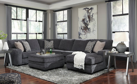 Tracling Slate 3-Piece Sectional with Ottoman from Ashley - Luna Furniture