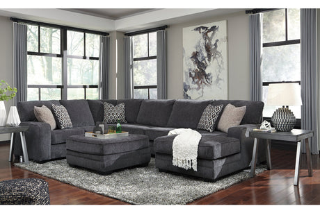 Tracling Slate 3-Piece Sectional with Ottoman from Ashley - Luna Furniture