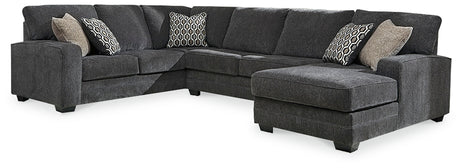 Tracling Slate 3-Piece Sectional with Ottoman from Ashley - Luna Furniture