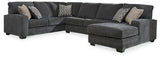 Tracling Slate 3-Piece Sectional with Ottoman from Ashley Furniture - Luna Furniture