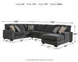 Tracling Slate 3-Piece Sectional with Ottoman from Ashley Furniture - Luna Furniture