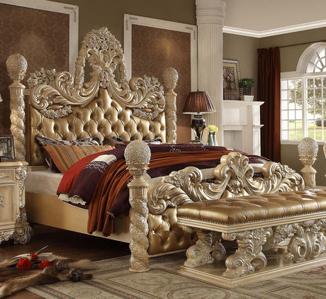 HD-7266 Bisque/Silver Highlighting 4-Piece Bedroom Set from Homey Design - Luna Furniture