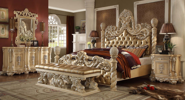 HD-7266 Bisque/Silver Highlighting 4-Piece Bedroom Set