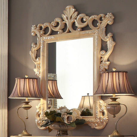 HD-7266 Bisque/Silver Highlighting Mirror from Homey Design - Luna Furniture